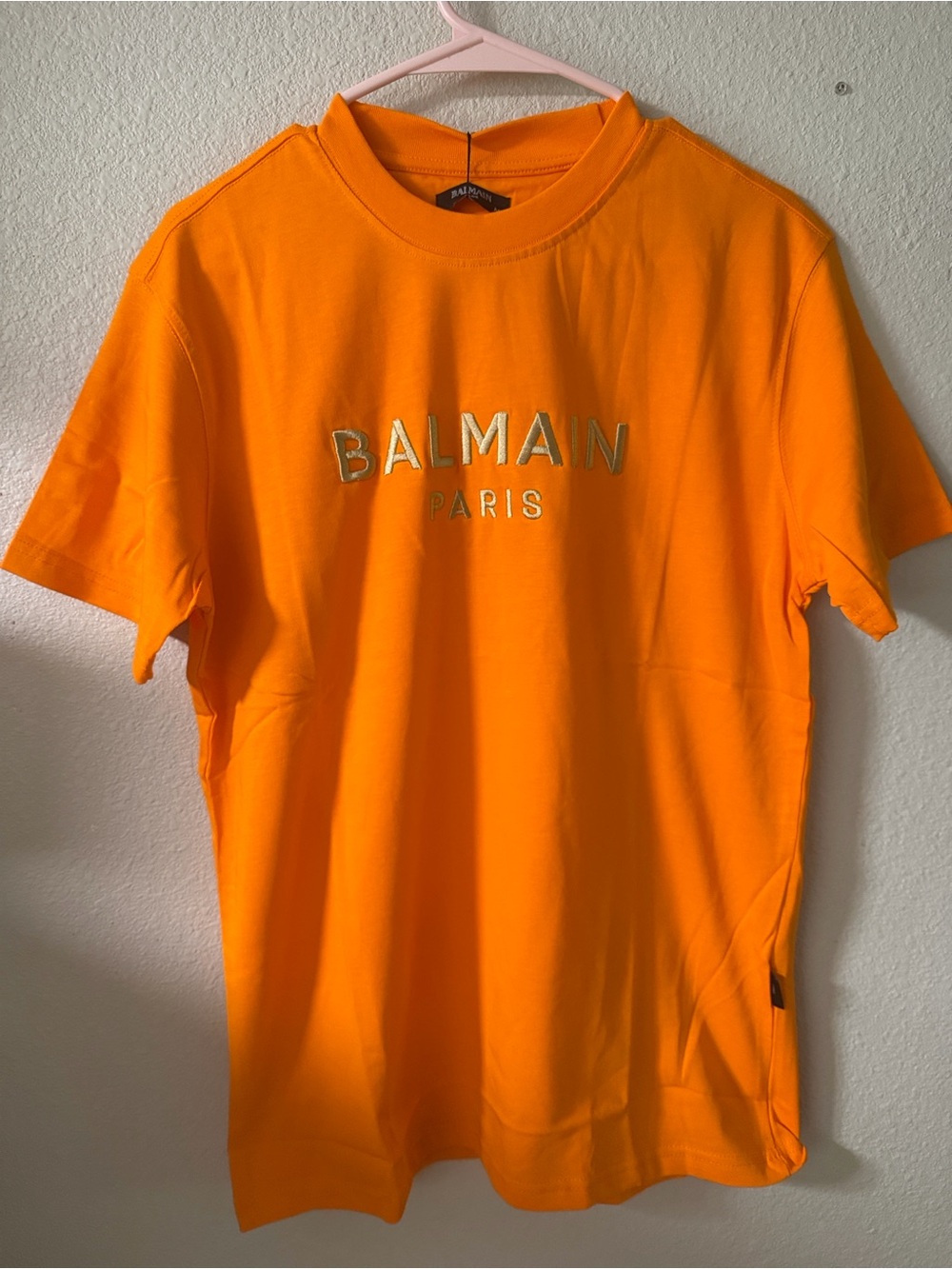 Balmain Orange Logo Crewneck T-Shirt